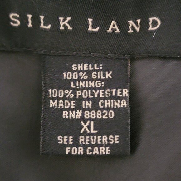 Silk Land Womens Silk Blazer Sz XL Button Up Lined Embroidered Black Floral - Picture 3 of 10